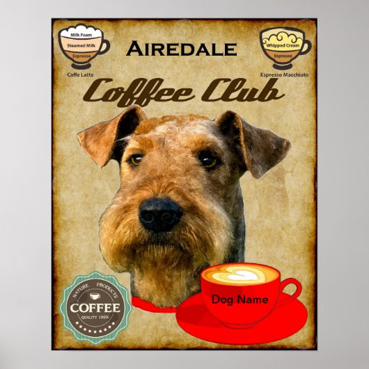 Airedale Terrier Koffie Club Poster (Voorkant)