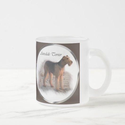 Airedale Terrier Kunst Cadeaus Matglas Koffiemok (Rechts)