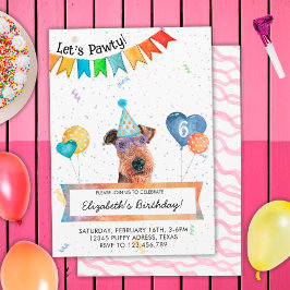 Airedale Terrier Laat Pawty Hond Verjaardagsfeestj Kaart