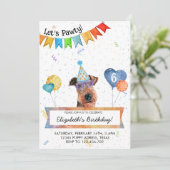 Airedale Terrier Lets Pawty Dog Birthday Party Kaart (Staand voorkant)