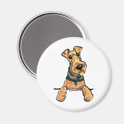 Airedale Terrier Line Art Magneet (Voorkant / Achterkant)