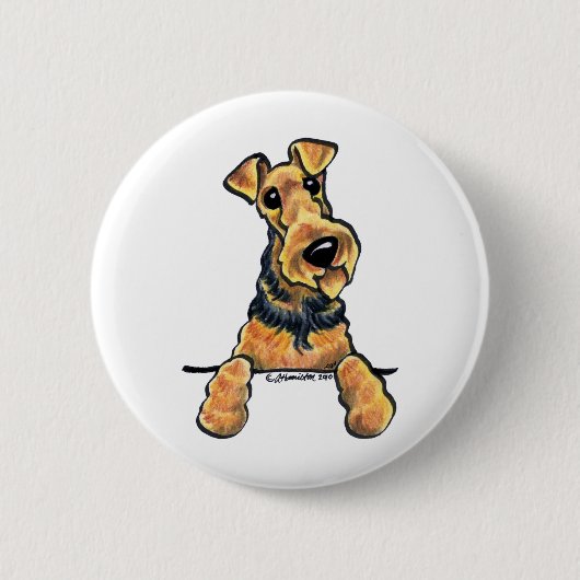 Airedale Terrier Line Art Ronde Button 5,7 Cm (Voorkant)