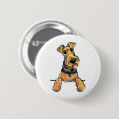 Airedale Terrier Line Art Ronde Button 5,7 Cm (Voorkant /achterkant)