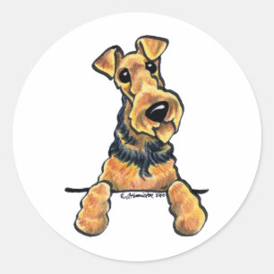 Airedale Terrier Line Art Ronde Sticker
