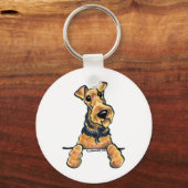 Airedale Terrier Line Art Sleutelhanger (Voorkant)