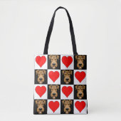 Airedale Terrier Lover Puppy Dog Mam Heart Patroon Tote Bag (Voorkant)