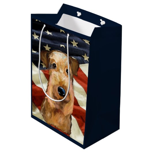 AIREDALE TERRIER MEDIUM CADEAUZAKJE (Achterkant Gekanteld)