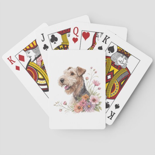 Airedale Terrier met bloemen Pokerkaarten (Achterkant)