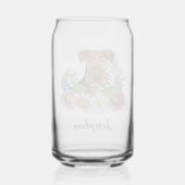 Airedale Terrier met kleurrijke bloemen en naam Blikvorm Glas (Achterkant)