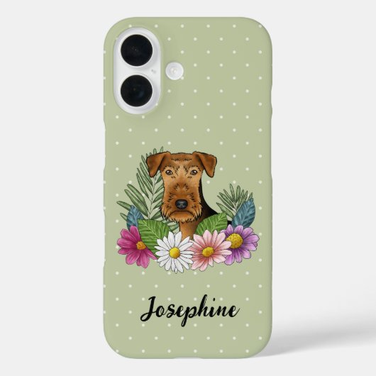Airedale Terrier met kleurrijke bloemen en naam Case-Mate iPhone Case (Achterkant)