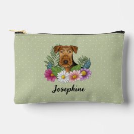 Airedale Terrier Met Kleurrijke Bloemen En Naam Etui