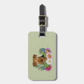 Airedale Terrier met kleurrijke bloemen en tekst Bagagelabel (Voorkant verticaal)