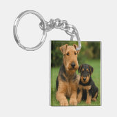 Airedale Terrier met puppy Sleutelhanger (Voorkant Links)
