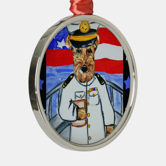 AIREDALE TERRIER METALEN ORNAMENT (Rechts)