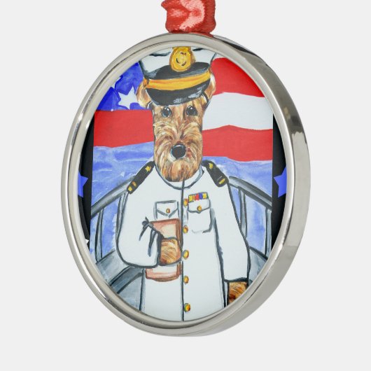 AIREDALE TERRIER METALEN ORNAMENT (Links)