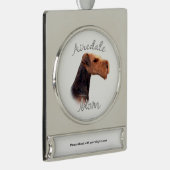 Airedale Terriër Moeder 2 Verzilverd Banner Ornament (Rechts)
