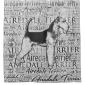 Airedale Terrier Monotone Word Art Ink Douchegordijn (Voorkant)