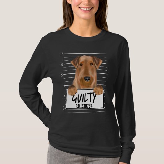Airedale Terrier Mugshot Guilty Dog T-shirt (Voorkant)