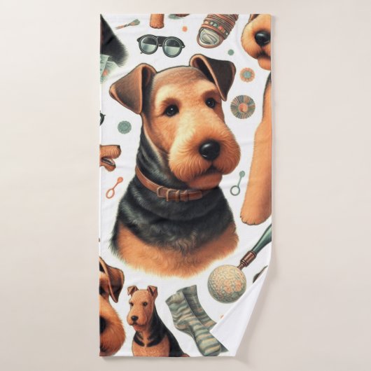 Airedale Terrier Naadloos Badhanddoek (Badhanddoek)