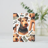 Airedale Terrier Naadloos Briefkaart (Staand voorkant)