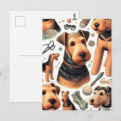 Airedale Terrier Naadloos Briefkaart (Voorkant / Achterkant)