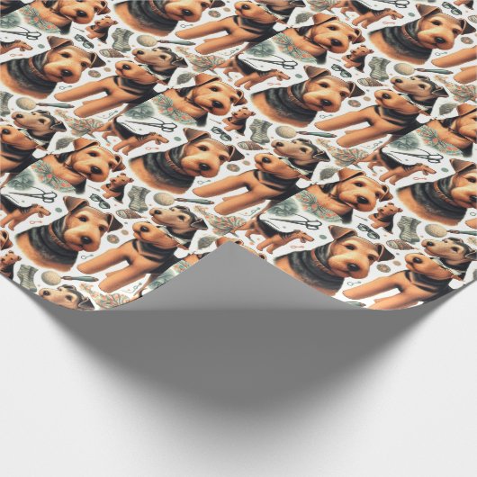  Airedale Terrier Naadloos Cadeaupapier (Hoek)