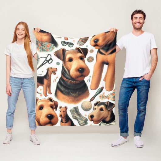  Airedale Terrier Naadloos Fleece Deken (In situ)