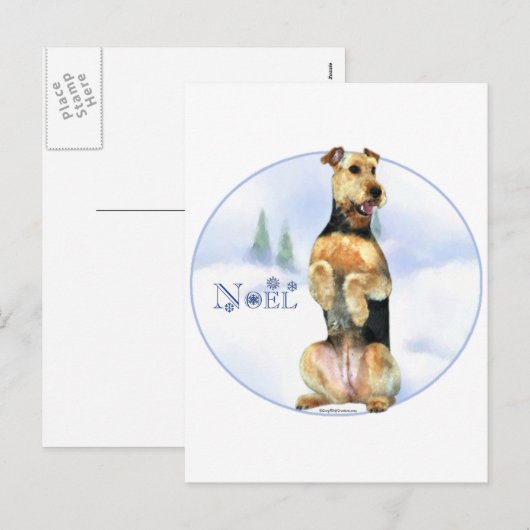 Airedale Terrier Noel Feestdagenkaart (Voorkant / Achterkant)