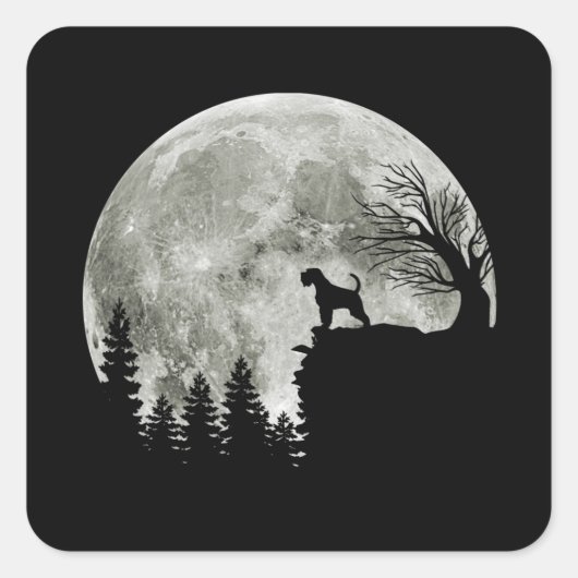 Airedale Terrier on Mountain Halloween Hondenliefh Vierkante Sticker (Voorkant)