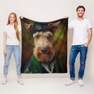 airedale terriër op St. Patrick's Day Fleece Deken