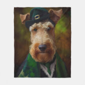 airedale terriër op St. Patrick's Day Fleece Deken (Voorkant)