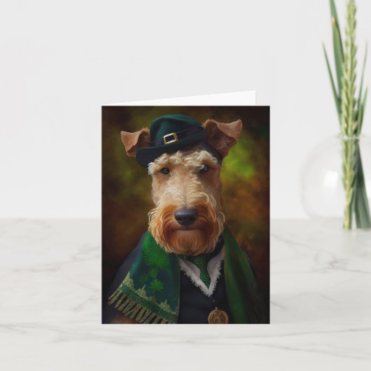 Airedale terriër op St. Patrick's Day Kaart (Voorkant)