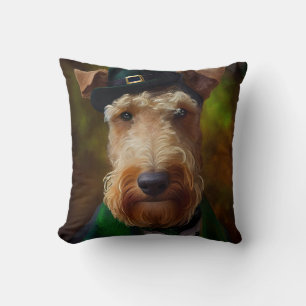 airedale terriër op St. Patrick's Day Kussen