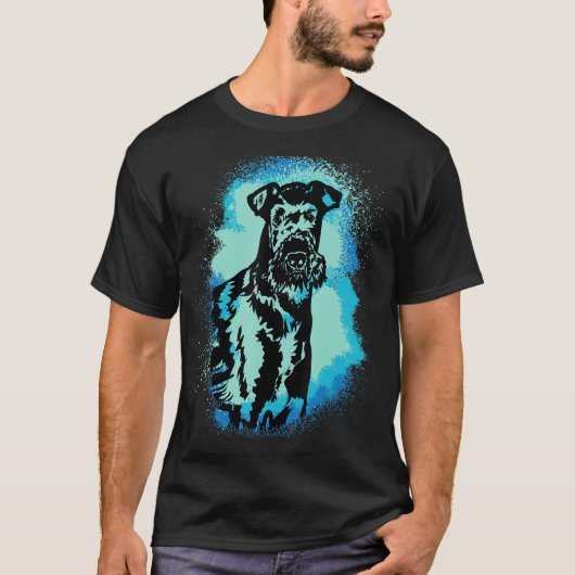 Airedale Terrier Paint Blue Design Dog mama T-shirt (Voorkant)