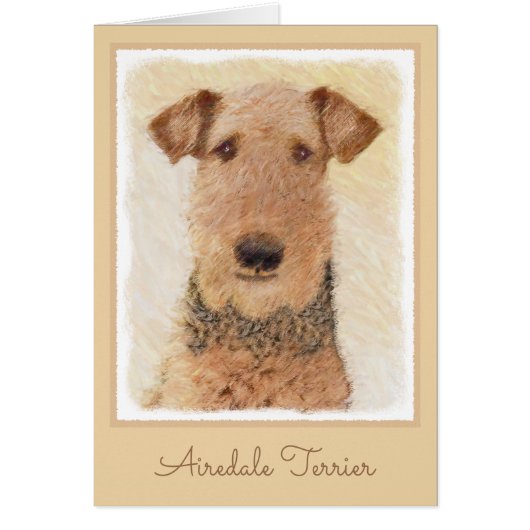 Airedale Terrier Painting - Cute Original Art (Voorkant)