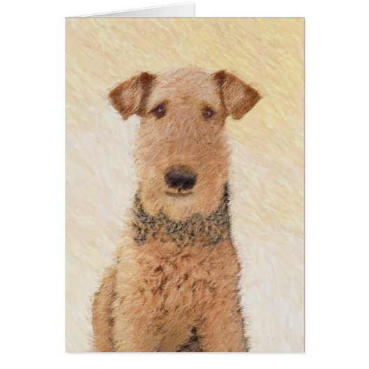 Airedale Terrier Painting - Cute Original Art (Voorkant)