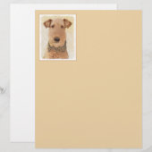 Airedale Terrier Painting - Cute Original Art (Voorkant / Achterkant)