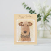 Airedale Terrier Painting - Cute Original Art Briefkaart (Staand voorkant)
