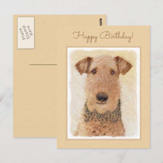 Airedale Terrier Painting - Cute Original Art Briefkaart (Voorkant / Achterkant)