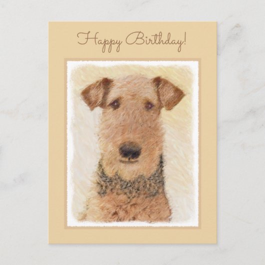 Airedale Terrier Painting - Cute Original Art Briefkaart (Voorkant)