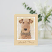 Airedale Terrier Painting - Cute Original Art Briefkaart (Staand voorkant)