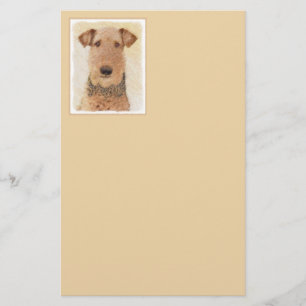 Airedale Terrier Painting - Cute Original Art Briefpapier