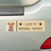 Airedale Terrier Painting - Cute Original Art Bumpersticker (Op auto)
