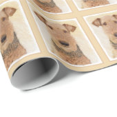 Airedale Terrier Painting - Cute Original Art Cadeaupapier (Rol Hoek)