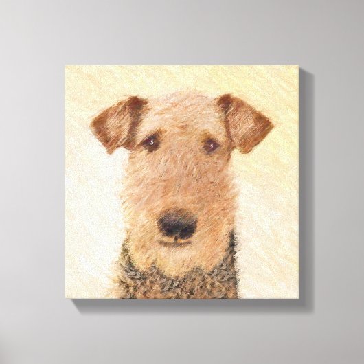 Airedale Terrier Painting - Cute Original Art Canvas Afdruk (Voorkant)