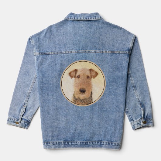 Airedale Terrier Painting - Cute Original Art Denim Jacket (Achterkant)