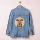Airedale Terrier Painting - Cute Original Art Denim Jacket (Hangar)