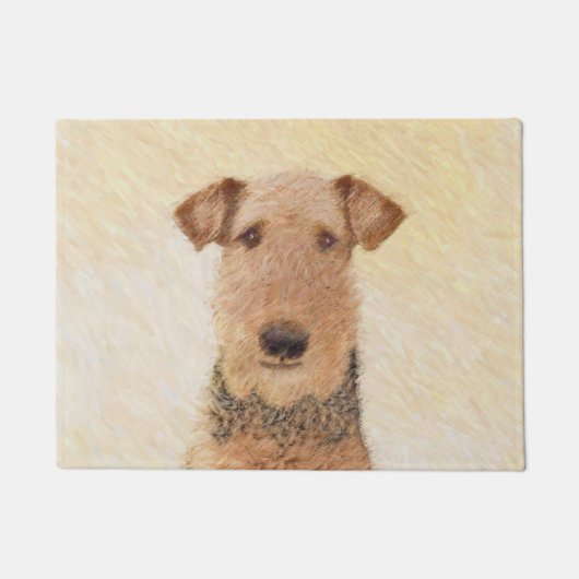 Airedale Terrier Painting - Cute Original Art Deurmat (Voorkant)