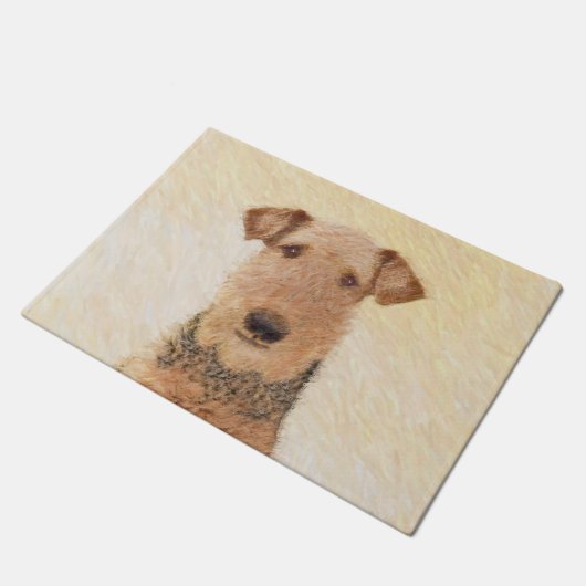 Airedale Terrier Painting - Cute Original Art Deurmat (Schuin)