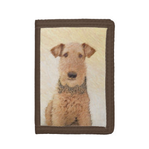 Airedale Terrier Painting - Cute Original Art Drievoud Portemonnee